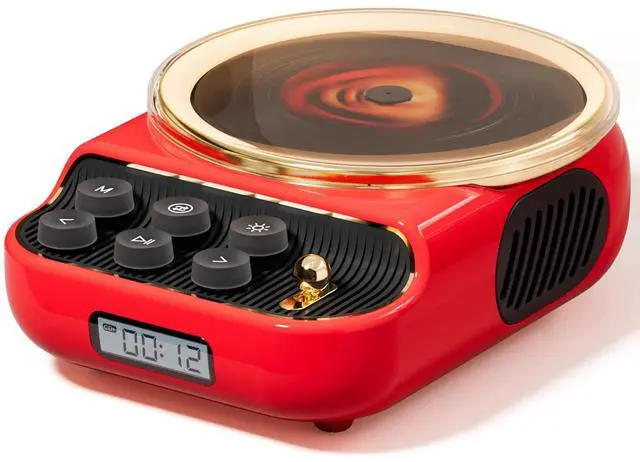 Main image of CD Player with Bluetooth Speakers Built-in HiFi Dual Speaker Retro Portable CD Players for Home Vintage Radio Music Player with FM Radio, Night Light, LCD Display for Valentine's Day GiftsRed