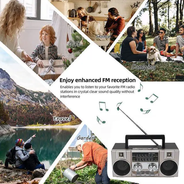 Alt view image 2 of 7 - Radios Portable AM FM, Full Band Portable Radio with RGB Bluetooth Speaker, Clear Sound Quality for Garden, Park, Bathroom (Gold)