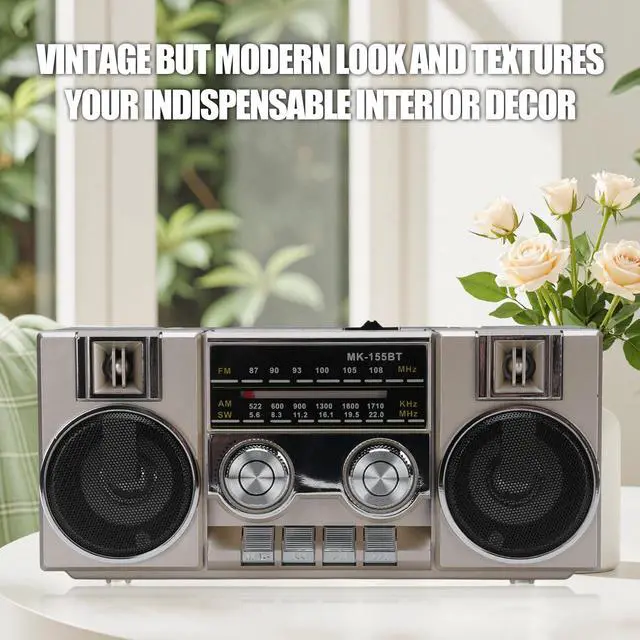 Alt view image 5 of 7 - Radios Portable AM FM, Full Band Portable Radio with RGB Bluetooth Speaker, Clear Sound Quality for Garden, Park, Bathroom (Gold)