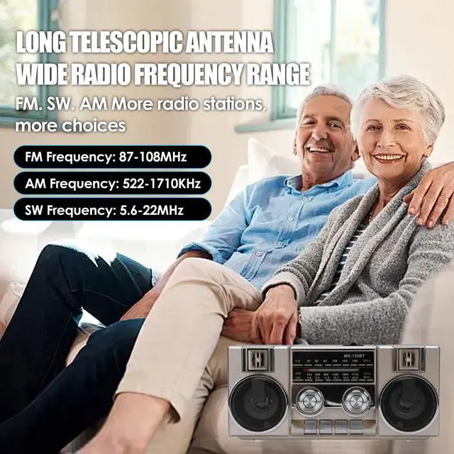 Alt view image 6 of 7 - Radios Portable AM FM, Full Band Portable Radio with RGB Bluetooth Speaker, Clear Sound Quality for Garden, Park, Bathroom (Gold)