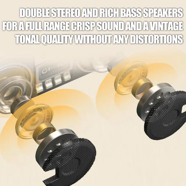 Alt view image 7 of 7 - Radios Portable AM FM, Full Band Portable Radio with RGB Bluetooth Speaker, Clear Sound Quality for Garden, Park, Bathroom (Gold)