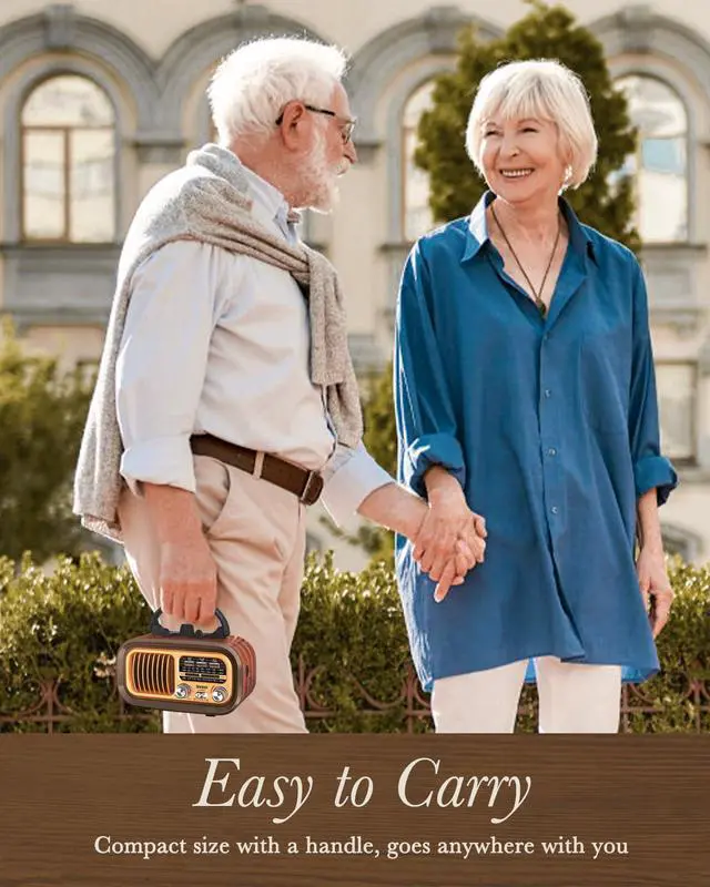 Alt view image 2 of 6 - J150 Vintage/Retro Radio Bluetooth Speaker, AM FM Radio with Bluetooth, Bluetooth Radio, Support TF Card/USB Playing, TWS, D Battery Operated Radio, Rechargeable Radios