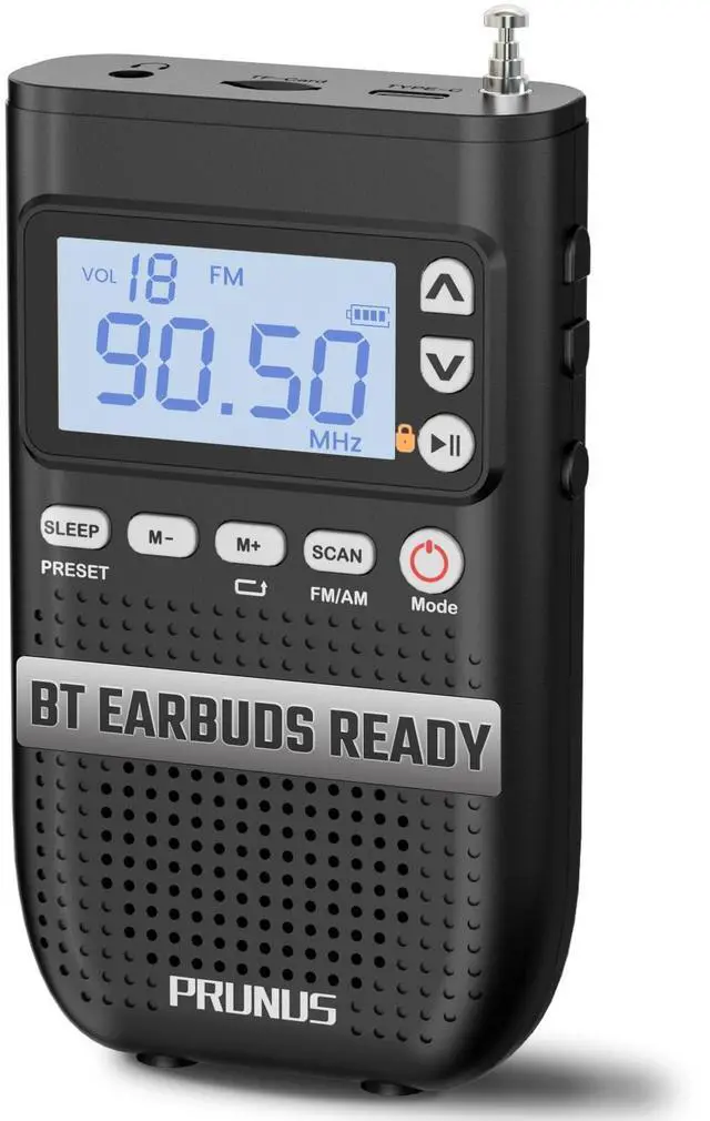 Main image of J-618 Portable Radio AM FM to Bluetooth Earphone, as Bluetooth Speaker, 2000mah Rechargeable Radio, Preset, TF Card Shuffle Play, Headphone Jack, Sleep Timer, Walkman Radios, Digital Radios