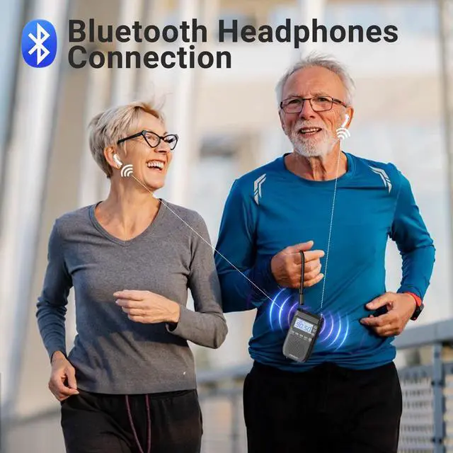 Alt view image 2 of 6 - J-618 Portable Radio AM FM to Bluetooth Earphone, as Bluetooth Speaker, 2000mah Rechargeable Radio, Preset, TF Card Shuffle Play, Headphone Jack, Sleep Timer, Walkman Radios, Digital Radios