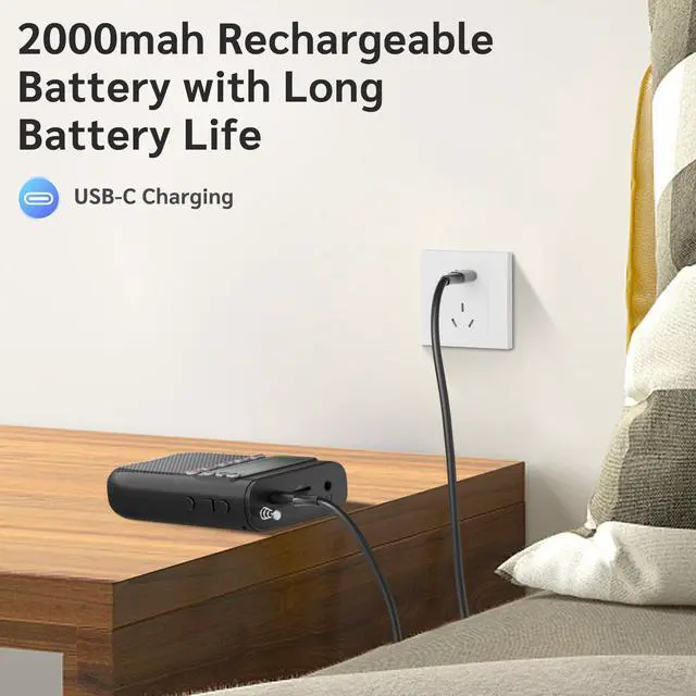 Alt view image 5 of 6 - J-618 Portable Radio AM FM to Bluetooth Earphone, as Bluetooth Speaker, 2000mah Rechargeable Radio, Preset, TF Card Shuffle Play, Headphone Jack, Sleep Timer, Walkman Radios, Digital Radios