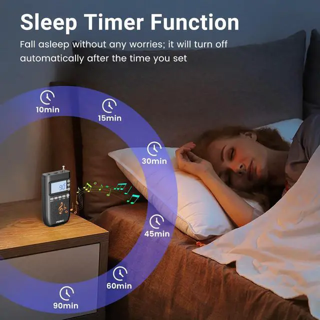 Alt view image 6 of 6 - J-618 Portable Radio AM FM to Bluetooth Earphone, as Bluetooth Speaker, 2000mah Rechargeable Radio, Preset, TF Card Shuffle Play, Headphone Jack, Sleep Timer, Walkman Radios, Digital Radios