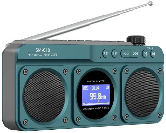 Main image of Small Digital FM Radio Bluetooth Speaker, Handheld Rechargeable Radio Wireless Speaker, LCD Display, Double Speakers, Headphone Jack, Support USB/Micro SD Card MP3 Play for Home Outdoor (No AM)