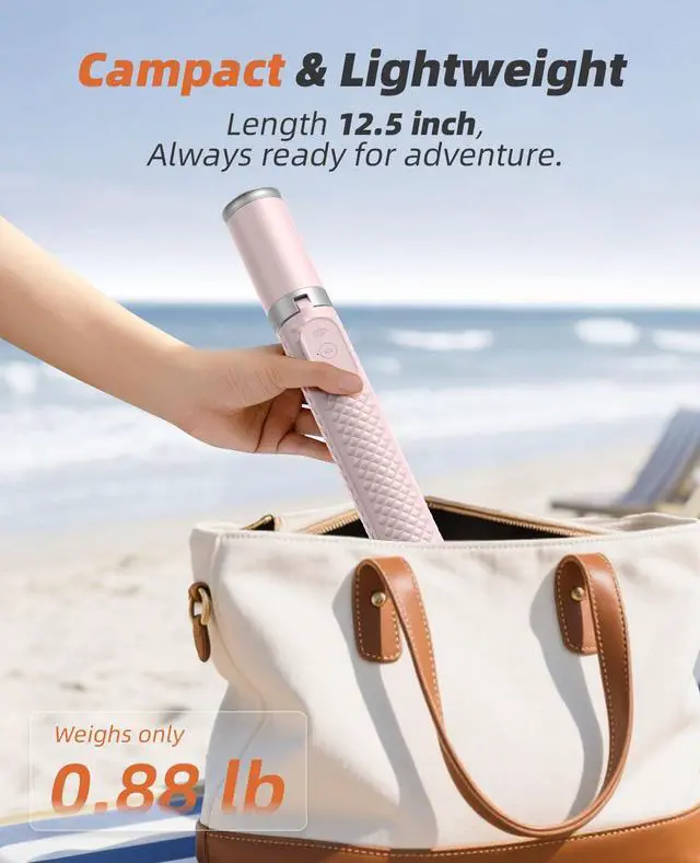 Alt view image 6 of 6 - Phone Tripod & Selfie Stick with Remote, Portable, Lightweight for Video Recording Vlog, Extendable Travel Tripod Stand Compatible with iPhone Android, Pink, 62"