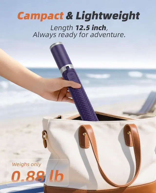 Alt view image 7 of 7 - Phone Tripod & Selfie Stick with Remote, Portable, Lightweight for Video Recording Vlog, Extendable Travel Tripod Stand Compatible with iPhone Android, Purple, 62"