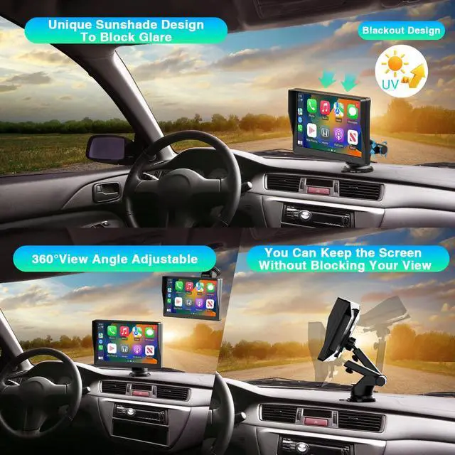 Alt view image 3 of 7 - Portable Wireless Carplay Screen for Car Apple Carplay & Android Auto, 9" HD Touch Screen Car Stereo with 1080P Backup Camera/GPS Navigation/Mirror Link/Voice Control/Aux/TF Card Fits Cars