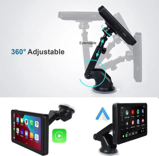 Alt view image 6 of 7 - 7" HD Apple CarPlay & Android Auto Screen for Car | Portable Touchscreen Screen Naivgation Car Stereo, with CarPlay Bluetooth, Mirror Link, Siri, Hands-Free Calling, AirPlay, FM/AUX & Voice Assistant