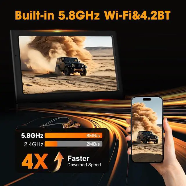 Alt view image 5 of 7 - 7'' Wireless CarPlay Screen for Car, Portable Apple Car Play & Android Auto, Car Stereo HD Touchscreen, 5.8G WiFi, Voice Control, GPS Navigation, Siri & Mirror Link, for All Vehicles