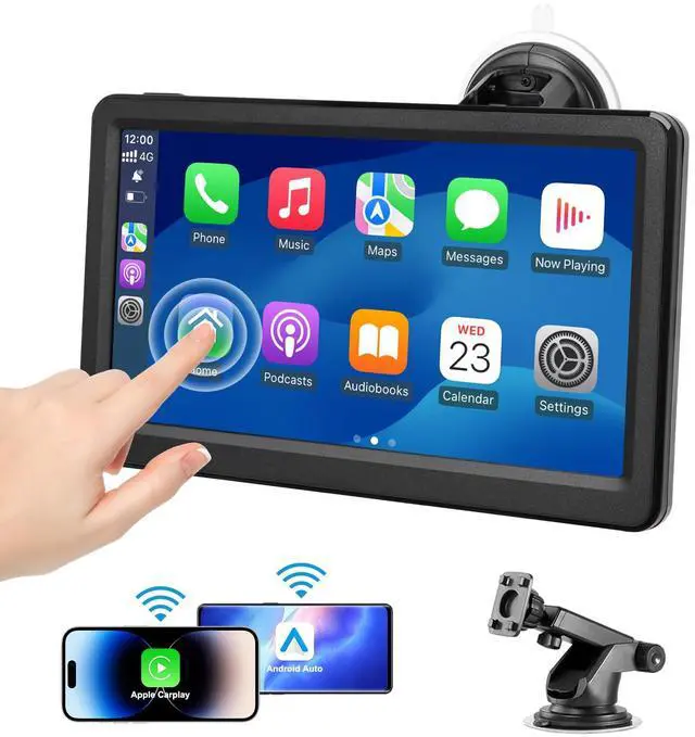 Main image of Wireless Carplay Screen for Car, 7" HD Touch Screen Portable Car Stereo for Carplay & Android Auto, Pantalla para Carros with Bluetooth, AUX, FM Transmitter, Voice Control
