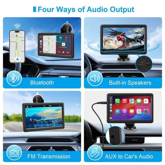 Alt view image 2 of 3 - Wireless Carplay Screen for Car, 7" HD Touch Screen Portable Car Stereo for Carplay & Android Auto, Pantalla para Carros with Bluetooth, AUX, FM Transmitter, Voice Control