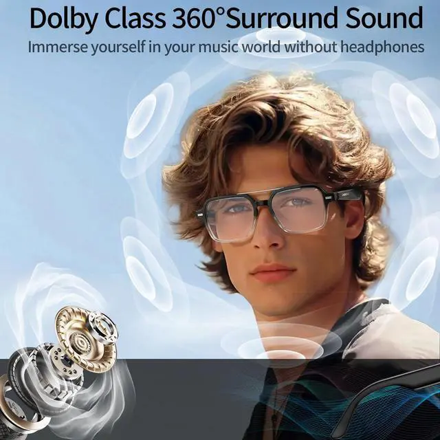 Alt view image 4 of 7 - Smart Glasses for Men & Women, Aviator Bluetooth Glasses 165 Languages Translation with Photochromic Lens, AI Glasses for Meeting Analysis, Music, Hands-Free Calls, UV & Blue Light Protection