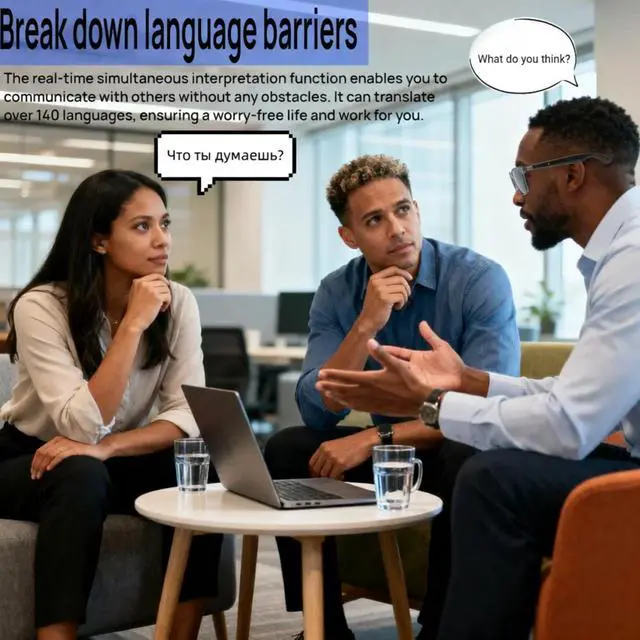 Alt view image 3 of 7 - Smart Bluetooth Glasses, Sunglasses with UV and Blue Light Protection, AI Real-time Translation with 140 Languages, Touch Control, Music & Call for Athletic/Outdoor, Unisex (Green)