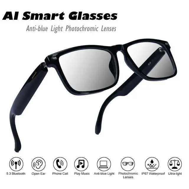 Alt view image 2 of 7 - AI Smart Glasses Polarized Audio Sunglasses with Speaker Translation Glasses 164 Language Open Ear Sound Mic Blue Light Glass UV Protection Outdoor Glass for Women Men