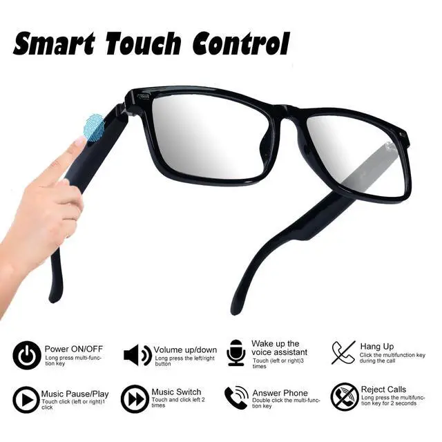 Alt view image 4 of 7 - AI Smart Glasses Polarized Audio Sunglasses with Speaker Translation Glasses 164 Language Open Ear Sound Mic Blue Light Glass UV Protection Outdoor Glass for Women Men