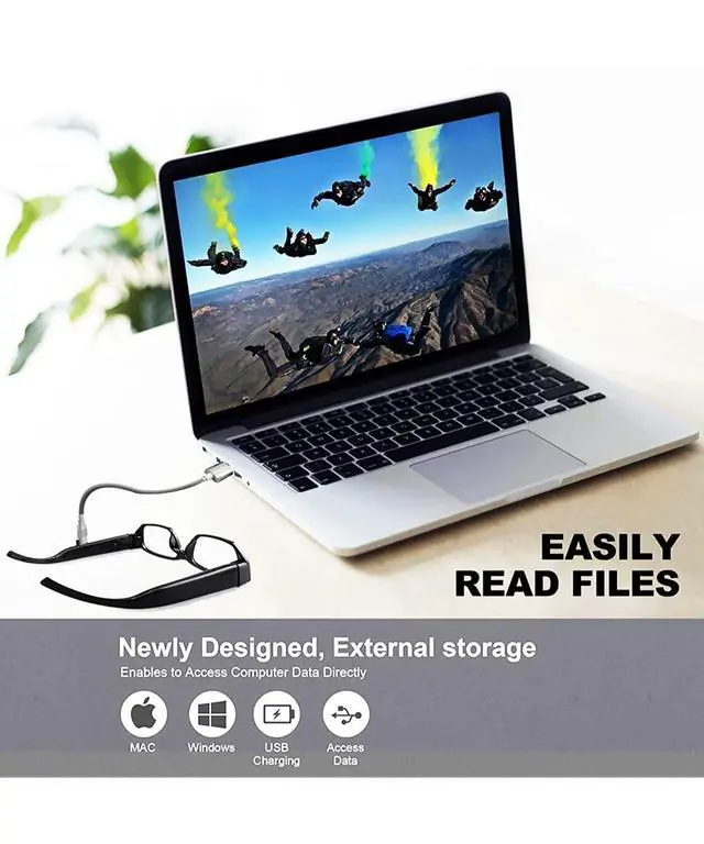 Alt view image 5 of 7 - Limiete 1080P HD Camera Glasses with 32GB Card, Video Recording and Photo Taking, Discreet Smart Glasses with Camera and Audio, Hands-Free POV Wearable Recorder, No WiFi No App