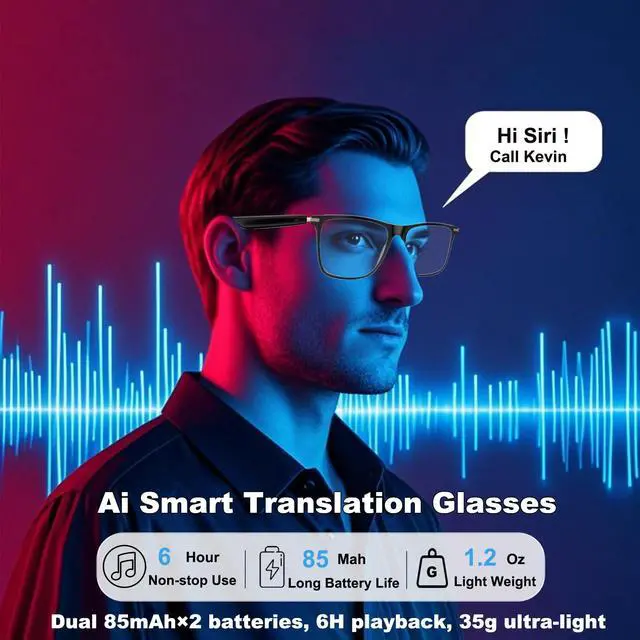 Alt view image 4 of 7 - Ai Translation Smart Glasses with Chat GPT Bluetooth for Men Women with 164 Language Color-Change Lens Clear Headphone with Speaker Sunglasses, Travel Meeting Trade Business