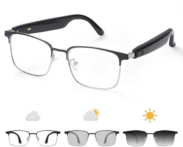 Main image of Bluetooth Audio Smart Glasses, Blue Light Glasses for Women Men, Remote Shooting, Open Ear Sound Mic & Speakers, Magnetic Charging, Color-Changing Polarized Sunglasses Lenses, Voice AssistantGS06S)