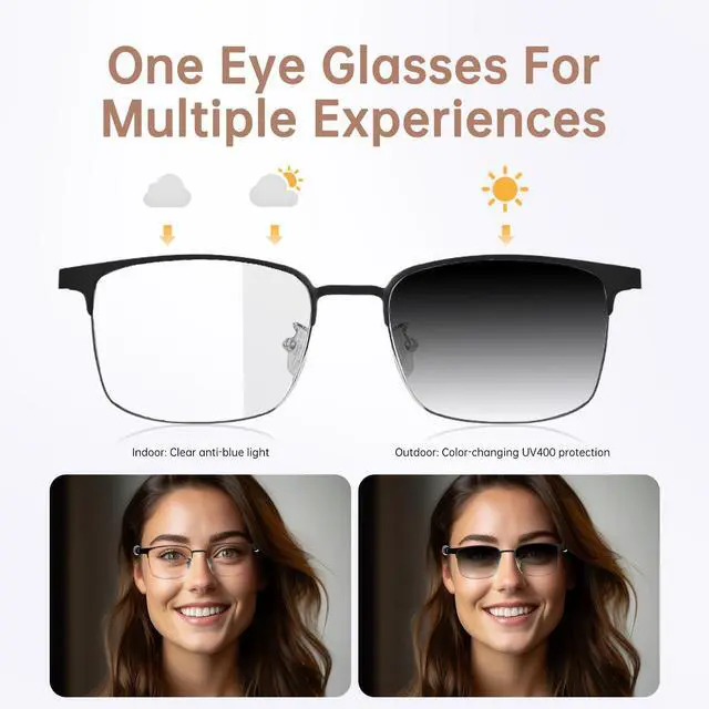 Alt view image 2 of 7 - Bluetooth Audio Smart Glasses, Blue Light Glasses for Women Men, Remote Shooting, Open Ear Sound Mic & Speakers, Magnetic Charging, Color-Changing Polarized Sunglasses Lenses, Voice AssistantGS06S)