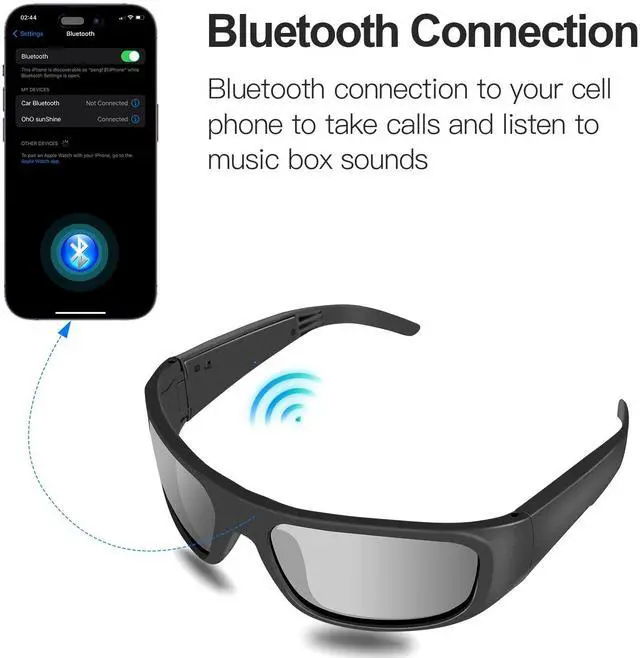 Alt view image 3 of 7 - Smart Glasses,Polarized Sunglasses with Bluetooth Speaker,Athletic/Outdoor UV Protection and Voice Control,Unisex(Grey Lens)