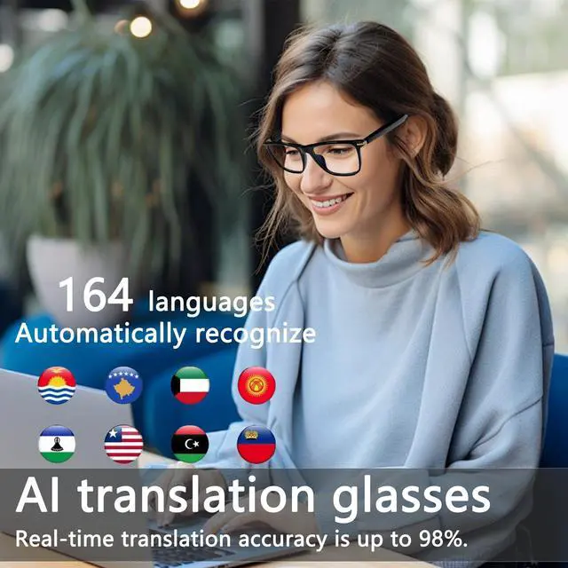 Alt view image 3 of 7 - AI Smart Glasses, Bluetooth 5.3 Glasses for Men Women ,Translation Glasses with 164 Language,Physical Color Changing Lens, Music Playback & Hands-Free Calling,Design for Travel/Meeting/Business (M01)