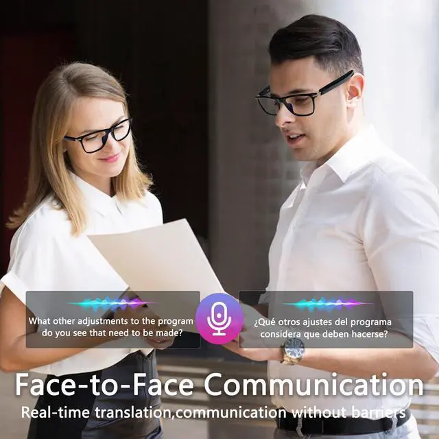 Alt view image 4 of 7 - AI Smart Glasses, Bluetooth 5.3 Glasses for Men Women ,Translation Glasses with 164 Language,Physical Color Changing Lens, Music Playback & Hands-Free Calling,Design for Travel/Meeting/Business (M01)