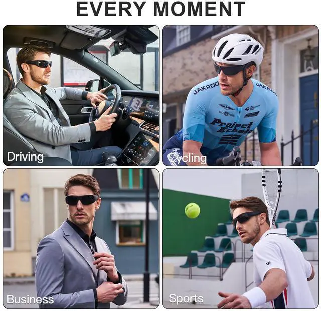 Alt view image 7 of 7 - Smart Glasses,Polarized Sunglasses with Bluetooth Speaker,Athletic/Outdoor UV Protection and Voice Control,Unisex(Grey Lens)