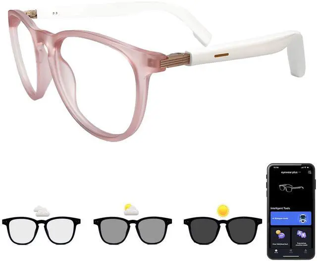 Main image of Smart Glasses with Photochromic Lenses for Men and Women AI Translation Smart Glasses with Translator 164 Languages IP67 Waterproof Bluetooth Glass Blue Light Protection