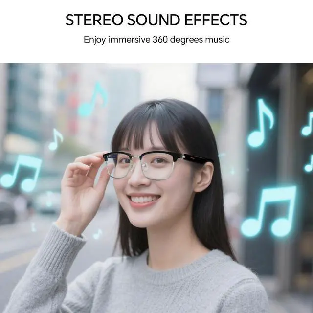 Alt view image 2 of 7 - Bluetooth Smart Glasses with Camera for Sports/Cycling/Running, Bone-Conduction Music Glasses, Intelligent Voice Navigation (Anti-Blue Light Glasses)