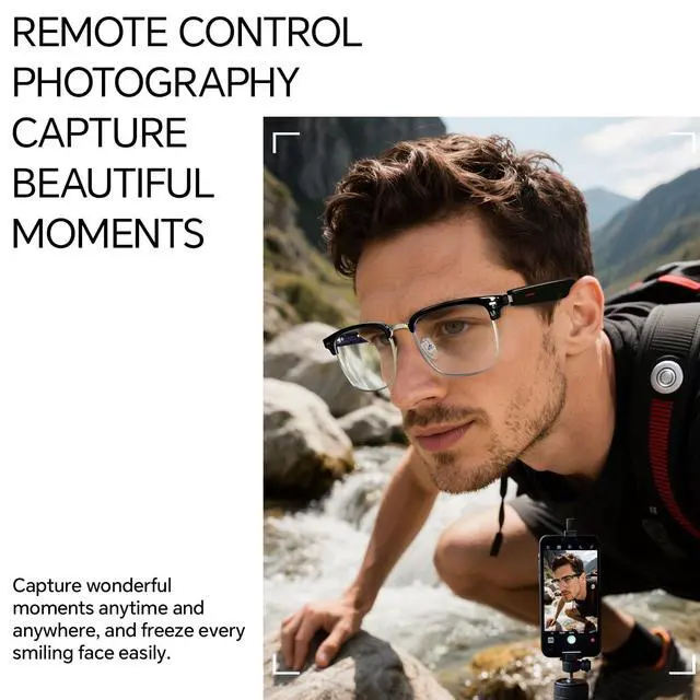 Alt view image 4 of 7 - Bluetooth Smart Glasses with Camera for Sports/Cycling/Running, Bone-Conduction Music Glasses, Intelligent Voice Navigation (Anti-Blue Light Glasses)