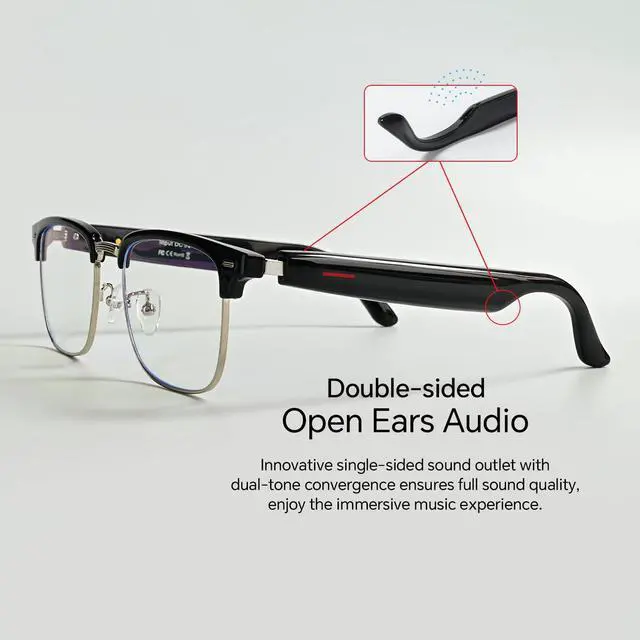 Alt view image 5 of 7 - Bluetooth Smart Glasses with Camera for Sports/Cycling/Running, Bone-Conduction Music Glasses, Intelligent Voice Navigation (Anti-Blue Light Glasses)