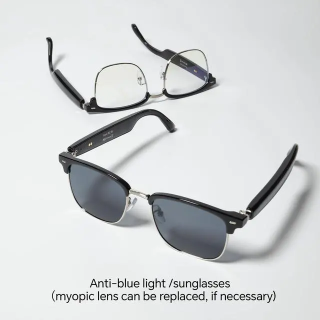 Alt view image 7 of 7 - Bluetooth Smart Glasses with Camera for Sports/Cycling/Running, Bone-Conduction Music Glasses, Intelligent Voice Navigation (Anti-Blue Light Glasses)