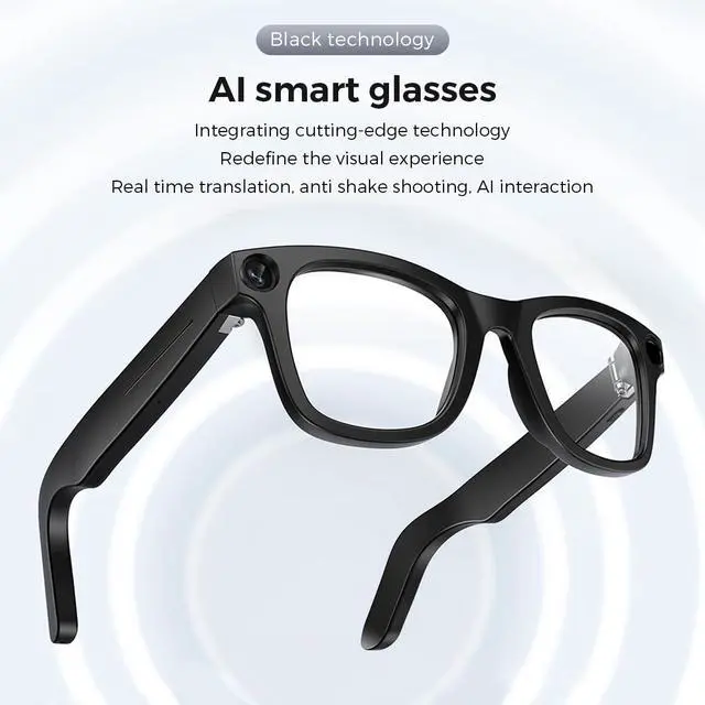 Alt view image 2 of 7 - Smart Glasses Real-Time Translation Powered AI Chat Assistant, 8MP Camera 3200W Pixels 1080P Video, 32GB Storage, 40-Min Fast Charge 120H Standby, Dual Mics Speakers