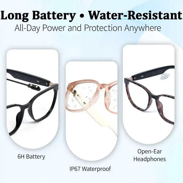 Alt view image 5 of 7 - AI Smart Glasses with Real-Time Translation & Voice Assistant Bluetooth Sunglasses with Noise-Cancelling Calls, Music, Touch Control, Photochromic Lenses, UV & Blue Light Protection-Black