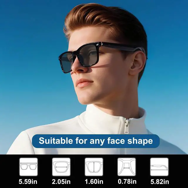 Alt view image 7 of 7 - AI Smart Wireless Bluetooth Translation Glasses for Men/Women with Speakers/Bluetooth&140+ Languages Translation Sports/Travel/Drive/Busniess (C3+AI+Color Change Lenses+Black)