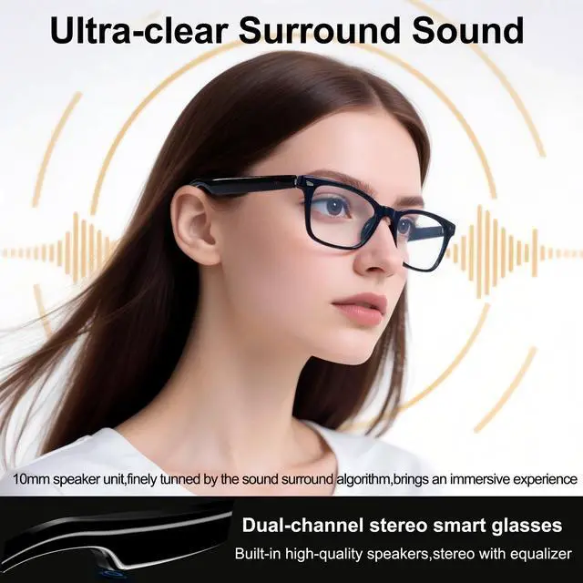 Alt view image 6 of 7 - AI Smart Wireless Bluetooth Translation Glasses for Men/Women with Speakers/Bluetooth&140+ Languages Translation Sports/Travel/Drive/Busniess (C3+AI+Color Change Lenses+Black)