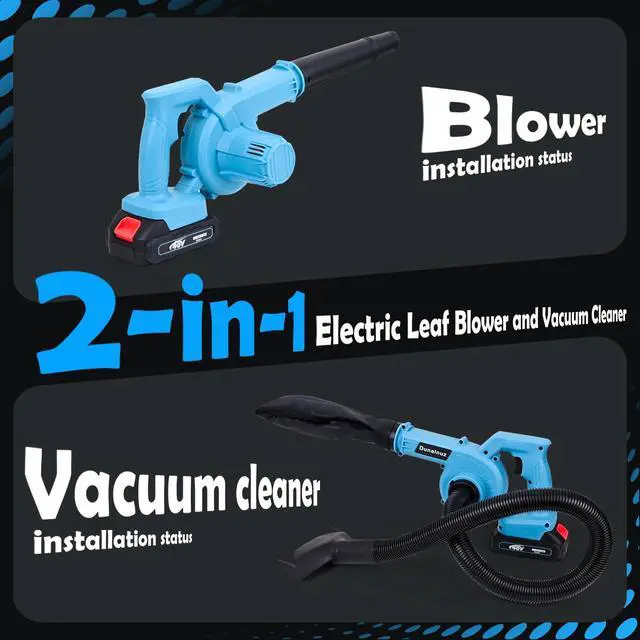 Alt view image 4 of 7 - Leaf Blower Cordless with 2 x 24V 2.0Ah Battery and Charger, 150CFM 130MPH Electric 2 in 1 Handle Battery Powered Blowers for Lawn Care, Patio, Dust, Blue