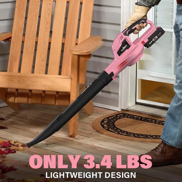 Alt view image 6 of 7 - Leaf Blower, 20V Leaf Blower Cordless with 2x2.0Ah Battery and Charger, 150 MPH Electric Leaf Blowers with Two-Speed Mode, Blowers for Lawn Care, Debris Dust CleaningPink