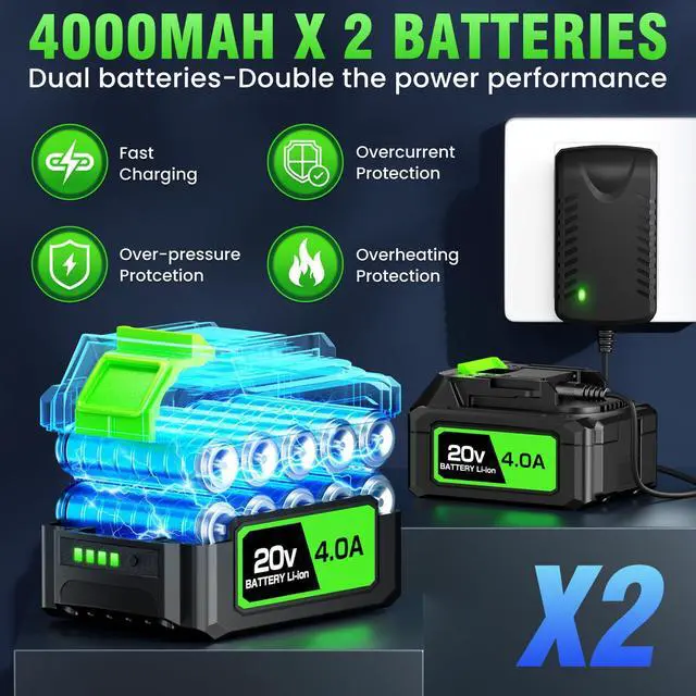 Alt view image 3 of 7 - Leaf Blower Cordless, Handheld Leaf Blower with 2 X 4.0Ah Battery and Charger, 6 Speed Modes, Lightweight Blowers for Lawn Care, Patio, Yard, Dust,Blowing Leaves,Snow