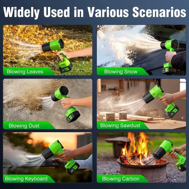 Alt view image 6 of 7 - Leaf Blower Cordless, Handheld Leaf Blower with 2 X 4.0Ah Battery and Charger, 6 Speed Modes, Lightweight Blowers for Lawn Care, Patio, Yard, Dust,Blowing Leaves,Snow