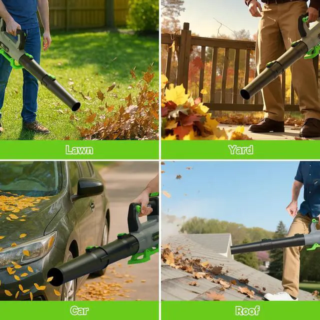 Alt view image 6 of 7 - Leaf Blower Cordless with 2× 5.0Ah Batteries and Charger, 21V Electric, Lightweight Battery Powered Blowers for Lawn Care, Yard, Patio Cleaning, Blowing Leaves & Dust