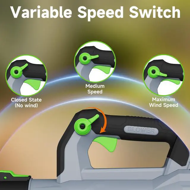 Alt view image 5 of 7 - Leaf Blower Cordless with 2× 5.0Ah Batteries and Charger, 21V Electric, Lightweight Battery Powered Blowers for Lawn Care, Yard, Patio Cleaning, Blowing Leaves & Dust