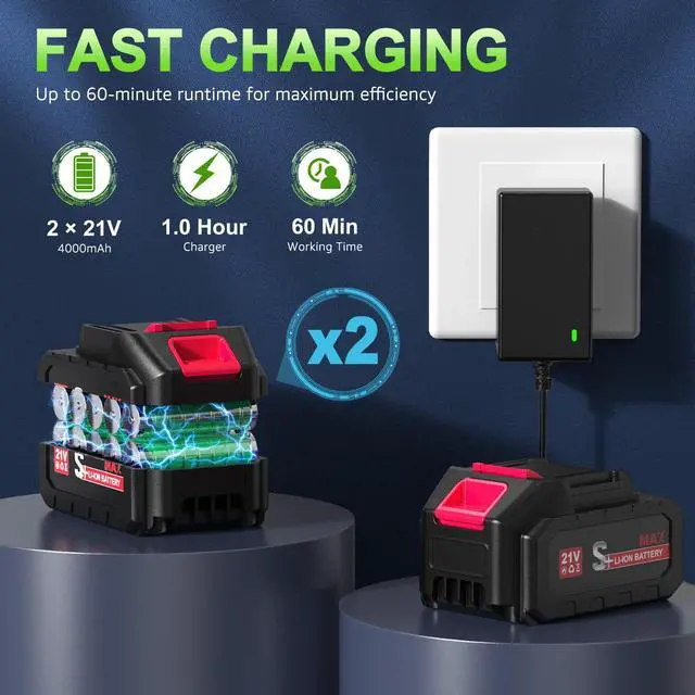 Alt view image 3 of 7 - Brushless Leaf Blower Cordless, 980,000RPM, with 2 Batteries and Charger, Adjustable Speed, Lightweight, Handheld Electric Turbo Jet Blower Portable for Patio Cleaning, Lawn Care, Yard, Leaves, Dust