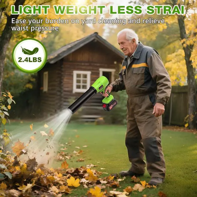 Alt view image 4 of 7 - Brushless Leaf Blower Cordless, 980,000RPM, with 2 Batteries and Charger, Adjustable Speed, Lightweight, Handheld Electric Turbo Jet Blower Portable for Patio Cleaning, Lawn Care, Yard, Leaves, Dust