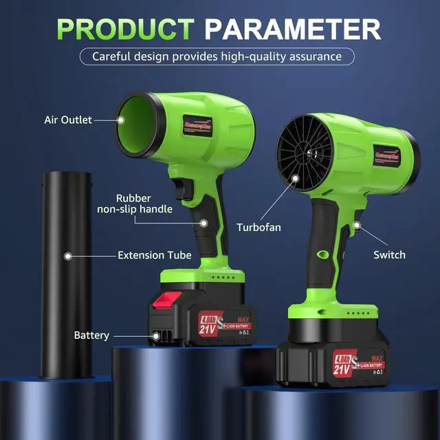 Alt view image 6 of 7 - Brushless Leaf Blower Cordless, 980,000RPM, with 2 Batteries and Charger, Adjustable Speed, Lightweight, Handheld Electric Turbo Jet Blower Portable for Patio Cleaning, Lawn Care, Yard, Leaves, Dust