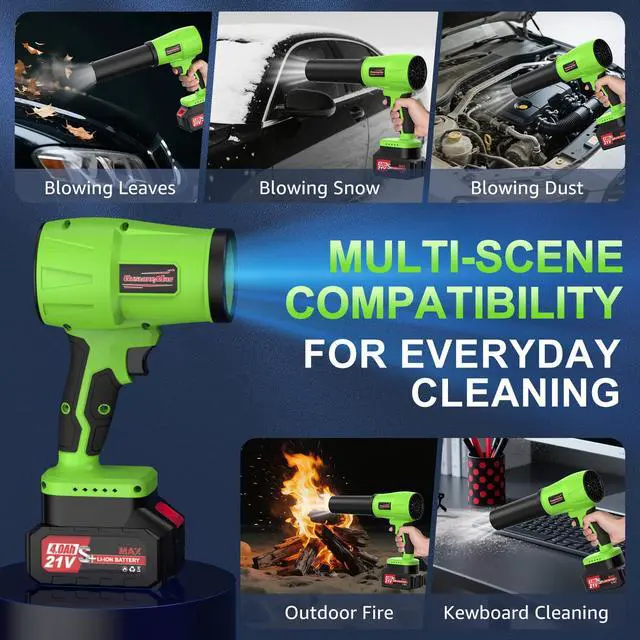 Alt view image 7 of 7 - Brushless Leaf Blower Cordless, 980,000RPM, with 2 Batteries and Charger, Adjustable Speed, Lightweight, Handheld Electric Turbo Jet Blower Portable for Patio Cleaning, Lawn Care, Yard, Leaves, Dust