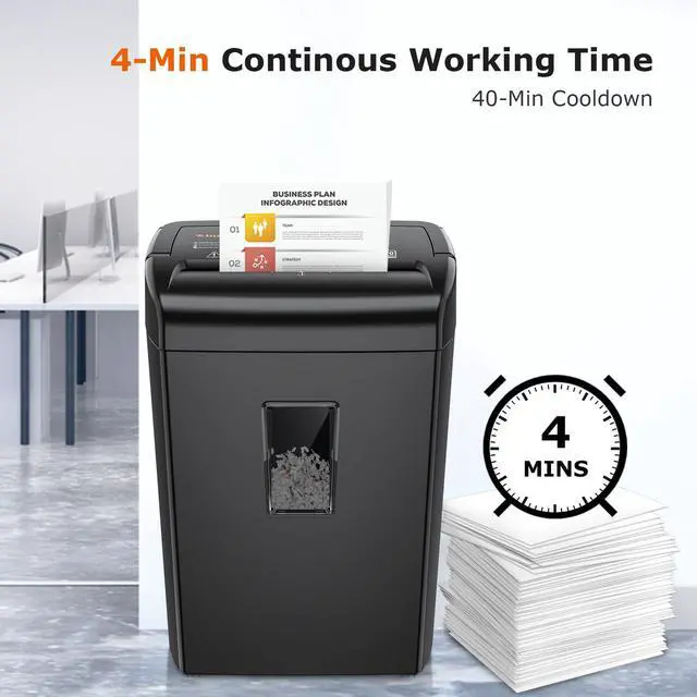 Alt view image 2 of 7 - 10-Sheet Cross Cut Paper Shredder, 5.5 Gal Home Office Heavy Duty Shredder for Credit Card, Staple, Clip with Transparent Window(C209-D)